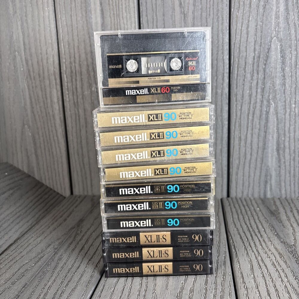 Mixed Lot of 10 Maxell XLII-S 90SCassette Tapes - Used Japan Plus 1 Free 60